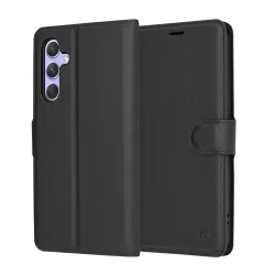Custodia per Samsung Galaxy A54 A546, Techsuit, Leather Folio, Nera