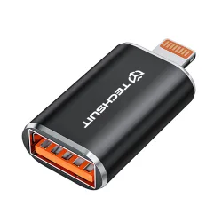 Adattatore OTG Lightning - USB-A Techsuit A6 HyperPort, Nero Arancione