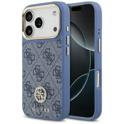Custodia MagSafe per Apple iPhone 17 Pro, Guess, Logo Strass 4G, Blu
