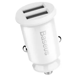 Caricabatterie Auto Baseus Grain, 10.5W, 2.1A, 2 x USB-A, Bianco CCALL-ML02
