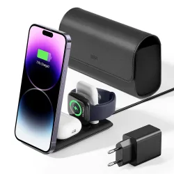 Caricabatterie Wireless Retea ESR Travel Bag 3in1, 15W, 1.67A, Nero