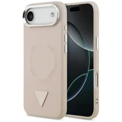 Custodia MagSafe per Apple iPhone 17 Air, Guess, Logo Triangolo, Rosa Argentata