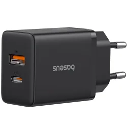 Caricabatterie Rete Baseus Cube, 30W, 2.4A, 1 x USB-A - 1 x USB-C, Nero P10111404113-00