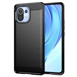 Custodia per Xiaomi 11 Lite 5G NE / Mi 11 Lite 5G / 11 Lite, Techsuit, Carbonio, Nera