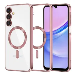 Custodia MagSafe per Samsung Galaxy A15 5G A156 / A15 A155, Techsuit, Luxury Crystal, Rosa