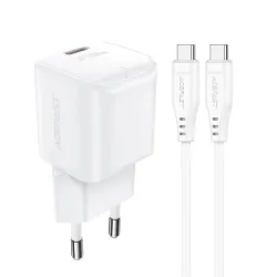 Caricabatterie Rete con Cavo USB-C Acefast A77, 30W, 3A, 1 x USB-C, Bianco