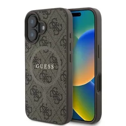 Custodia MagSafe per Apple iPhone 16 Plus, Guess, 4G Ring Classic Logo, Marrone