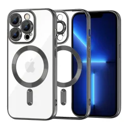 Custodia MagSafe per Apple iPhone 13 Pro Max, Techsuit, Luxury Crystal, Nera