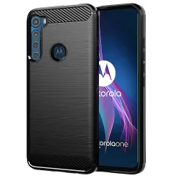 Custodia per Motorola One Fusion+, Techsuit, Carbonio, Nera