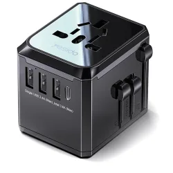 Caricabatterie da rete Yesido MC10 Travel, 12W, 2.4A, 1 x USB-C - 3 x USB-A, Nero