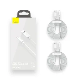 Cavo Dati e Ricarica USB-A - Lightning Baseus Simple Wisdom, 18W, 1.5m, Set 2 pezzi, Bianco TZCALZJ-02