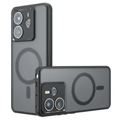 Custodia MagSafe per Xiaomi Redmi Note 14 4G (Standard), Techsuit, PureFrost, Nero Satinato