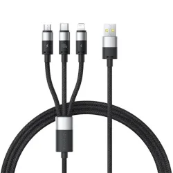 Cavo di Ricarica USB-A - Lightning / microUSB / USB-C Baseus StarSpeed 3in1, 100W, 1.5m, Nero P10319900111-01