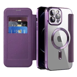 Custodia MagSafe per Apple iPhone 12 Pro, Techsuit, SmartMag Book, Viola