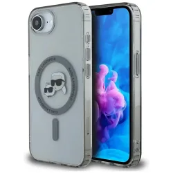 Custodia MagSafe per Apple iPhone 17e / 16e, Karl Lagerfeld, IML Metal Karl & Choupette's Heads, Nera