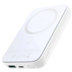 Batteria Esterna Wireless Joyroom JR-W020, 10000mAh, 20W, QC + PD + FQI, 1 x QI - 1 x USB-A - 1 x USB-C, Bianca