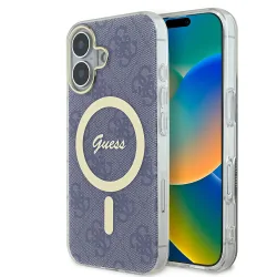 Custodia MagSafe per Apple iPhone 16, Guess, IML 4G, Blu