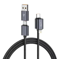 Cavo Dati e Ricarica USB-C / USB-A - USB-C / Lightning Lito LD21, 100W, 1m, Nero