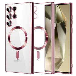 Custodia MagSafe per Samsung Galaxy S24 Ultra S928, Techsuit, Luxury Crystal, Rosa