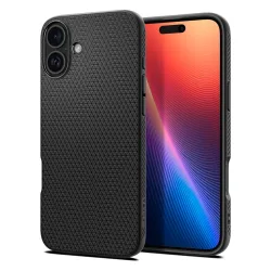 Custodia per Apple iPhone 16, Spigen, Liquid Air, Nero Opaco ACS08194