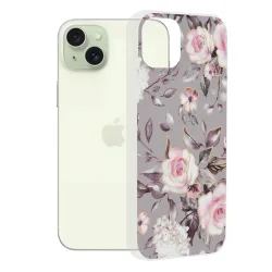 Custodia per Apple iPhone 15 Plus, Techsuit, Marble, Grigio