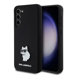 Custodia per Samsung Galaxy S23+ S916, Karl Lagerfeld, Silicone Choupette Metal, Nera