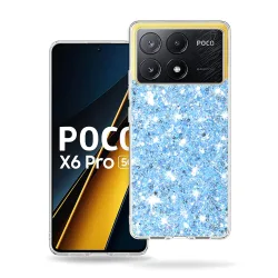 Custodia per Xiaomi Poco X6 Pro, Techsuit, Sparkly Glitter, Blu