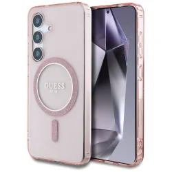 Custodia MagSafe per Samsung Galaxy S25 S931, Guess, IML Glitter Circle, Rosa