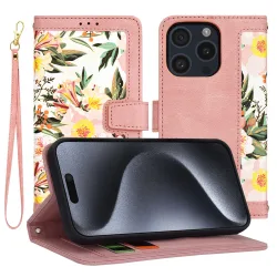 Custodia per Apple iPhone 15 Pro, Techsuit, FlipCraft, Rosa