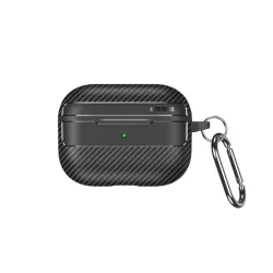 Custodia Techsuit CarbonFiber per Apple AirPods 4, Nera