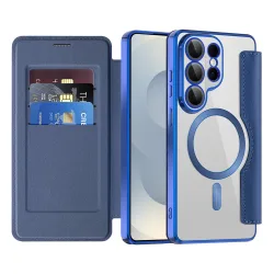 Custodia MagSafe per Samsung Galaxy S26 Ultra S948, Techsuit, SmartMag Book, Blu