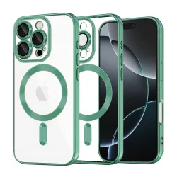 Custodia MagSafe per Apple iPhone 16 Pro, Techsuit, Luxury Crystal, Verde Chiaro
