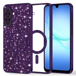 Custodia MagSafe per Samsung Galaxy A17 4G / A17 5G, Techsuit, Luxury Glitter, Viola Scuro