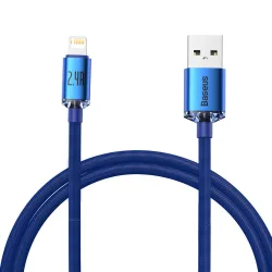 Cavo di ricarica e dati USB-A - Lightning della serie Crystal Shine di Baseus, 18W, 2 m, blu CAJYY000103