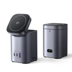 Caricabatterie Wireless UGREEN X555 4in1, 65W, 3.25A, 1 x USB-A - 2 x USB-C, Grigio