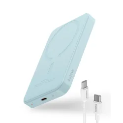 Batteria Esterna Wireless Baseus Magnetic Mini, 5000mAh, 20W, PD + FQI, 1 x QI - 1 x USB-C, Blu P10022107313-00