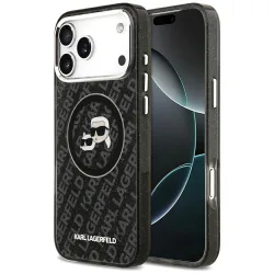 Custodia MagSafe per Apple iPhone 17 Pro Max, Karl Lagerfeld, Glitter Karl & Choupette Head, Nera