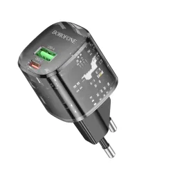 Caricabatterie Retea Borofone BN17 Sunlight, 20W, 3A, 1 x USB-A - 1 x USB-C, Nero