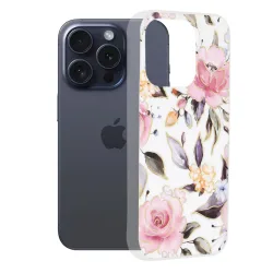 Custodia per Apple iPhone 15 Pro, Techsuit, Marble, Bianca
