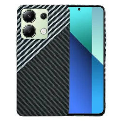 Custodia per Xiaomi Redmi Note 13 4G, Techsuit, Carbonite FiberShell, Nero Grigio
