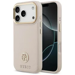 Custodia MagSafe per Apple iPhone 17 Pro, Guess, Grained Strass Logo, Rosa