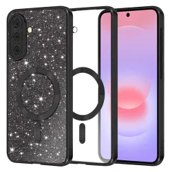 Custodia MagSafe per Samsung Galaxy A37 5G, Techsuit, Luxury Glitter, Nera