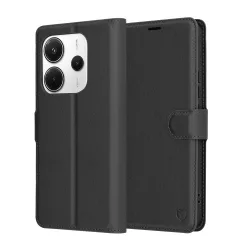 Custodia per Xiaomi Redmi Note 14 5G, Techsuit, Leather Folio, Nera