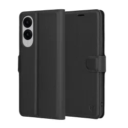 Custodia per Samsung Galaxy S25 Edge S937, Techsuit, Leather Folio, Nera