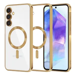 Custodia MagSafe per Samsung Galaxy A55 5G A556, Techsuit, Luxury Crystal, Dorata