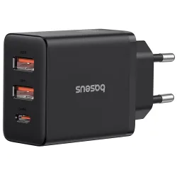 Caricabatterie di rete Baseus Cube, 30W, 3A, 1 x USB-C - 2 x USB-A, nero P10111402113113-00