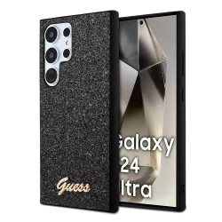Custodia per Samsung Galaxy S24 Ultra S928, Guess, Glitter Script, Nera