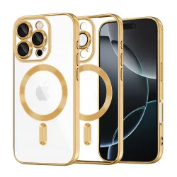 Custodia MagSafe per Apple iPhone 16 Pro, Techsuit, Luxury Crystal, Dorata