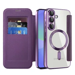 Custodia MagSafe per Samsung Galaxy A36 A366, Techsuit, SmartMag Book, Viola