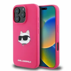 Custodia MagSafe per Apple iPhone 16 Pro Max, Karl Lagerfeld, Silicone Choupette's Head, Fucsia